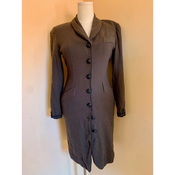 Dana Buchman Dresses & Skirts - Dana Buchman Dresses Brown Pure Wool Long Sleeve Button Front Coat Dress 6